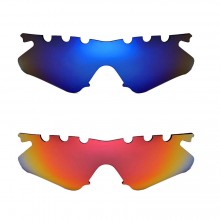 Walleva Fire Red + Ice Blue Vented Polarized Replacement Lenses For Oakley M Frame Heater Sunglasses